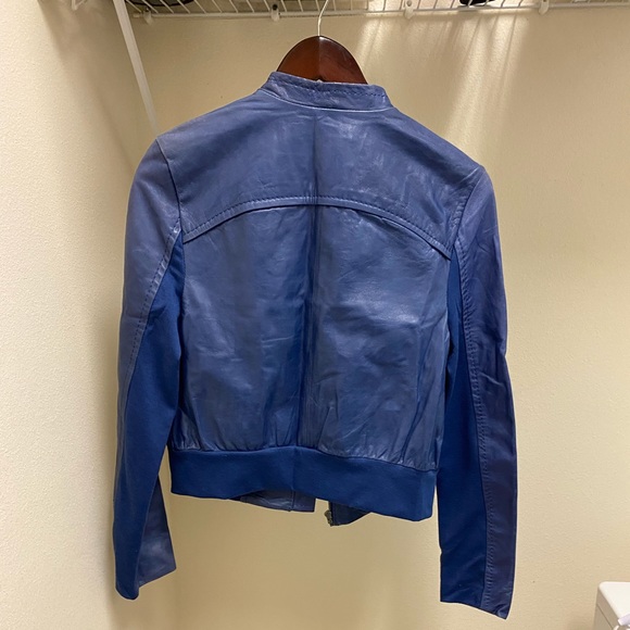 BCBGMaxAzria Blue Leather Jacket - Picture 2 of 5